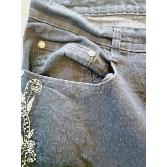 COS Jeans‎ 20W Denim Jeans Pants Women's Beaded Embroidered Dark Wash Pckts - Picture 7 of 8